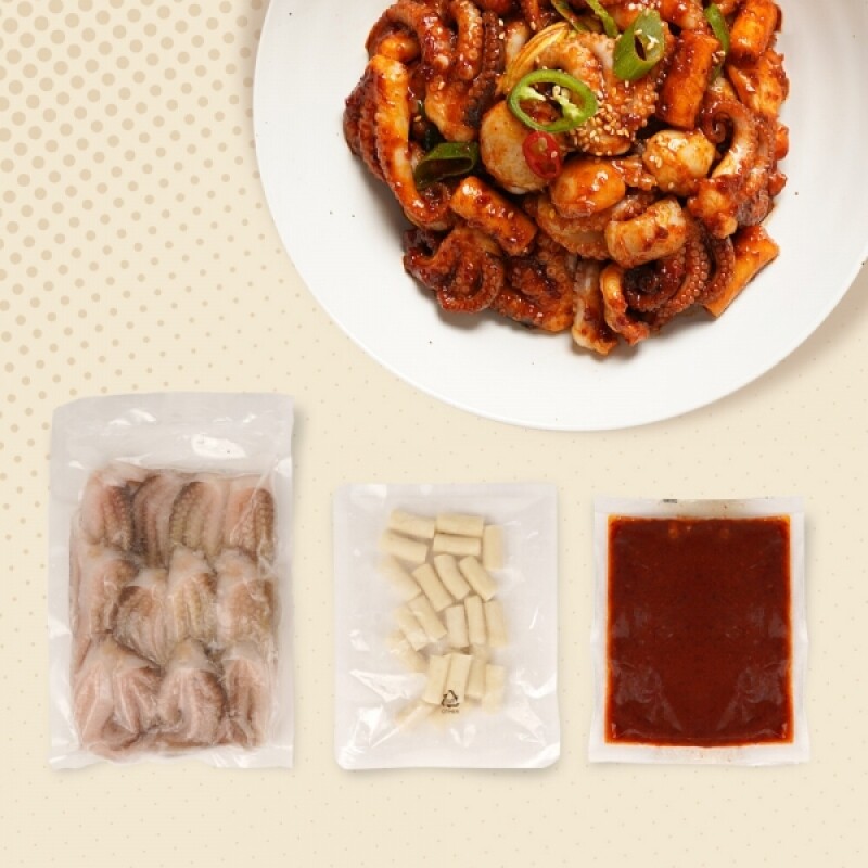 우주푸드빌몰 ,교동낙지 450gx2팩 캠핑요리 간편식 밀키트 간편조리 저녁 메뉴 덮밥  낙지볶음